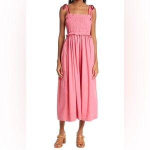 ULLA JOHNSON Akshara smocked cotton midi dress - size 2